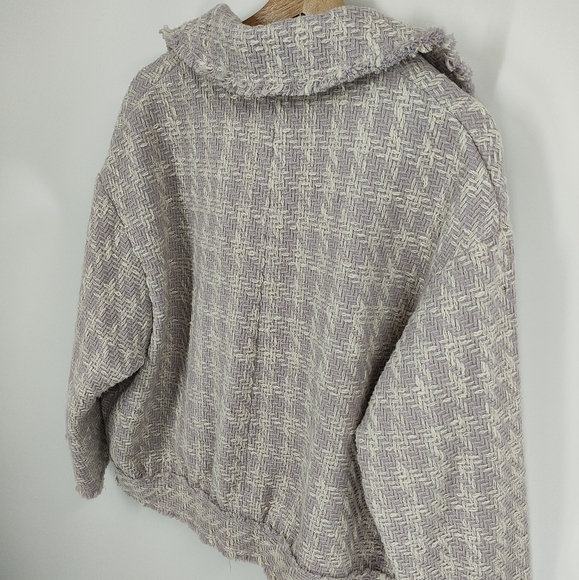 H&M | Textured Weave tweed jacket | lilac + off white - Picture 7 of 8